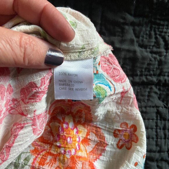 Artelier Nicole Miller Boho Box Cut Blouse. Two tiered sleeves Floral XL - Picture 9 of 9